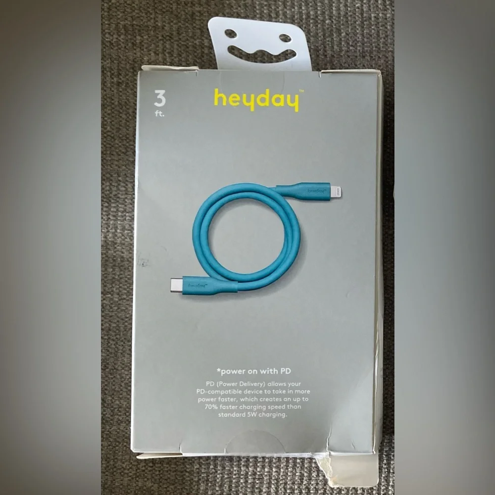 3' Lightning to USB-C Fast Charging Cable For iPhone/iPad - heyday Bright Teal